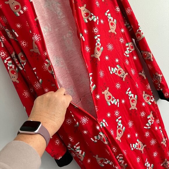 Matching Family Pajamas Reindeer Antler Zipper Onesie RED SZ XL / MOM - Picture 8 of 13